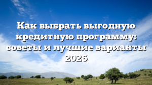 Как выбрать выгодную кредитную программу: советы и лучшие варианты 2026