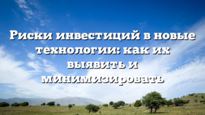 Риски инвестиций в новые технологии: как их выявить и минимизировать